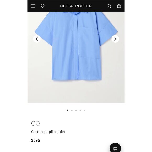 CO Cotton Poplin Blue Blouse Shirt L $595 - Picture 9 of 9